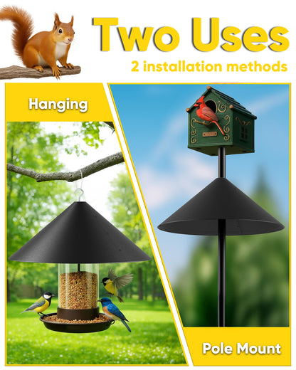 19 Inch Metal Squirrel Baffle for Bird Feeder Pole, Squirrel Proof Bird Feeders for Outdoors Hanging Cover for Rain Guard, Rust Proof Chew Proof Heavy, 1 Pack