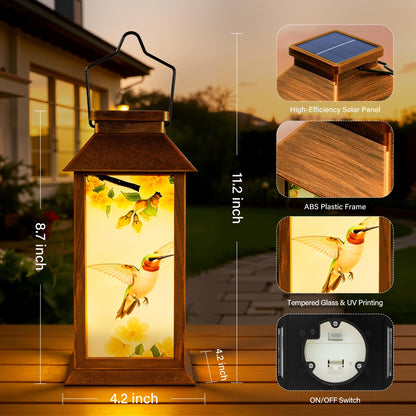 Ccinny Mothers Day Gifts, Solar Lanterns Outdoor Waterproof, Hummingbird Garden Decor Birthday Gifts for Women Mom Grandma, LED Hanging Solar Lights for Outside Yard Patio Lawn Porch
