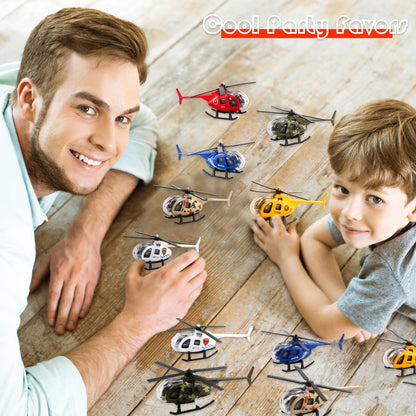 Rcanedny 8 Pack Airplane Toys Diecast Helicopters Mini Model Plane with Spinning Propellers for Kids Birthday Carnival Christmas Party Favors Easter Basket Stuffers, 6 Colors