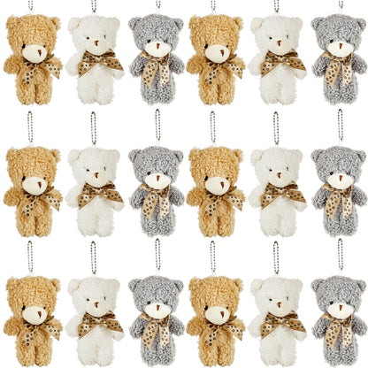 Rcanedny 18 Pcs Mini Plush Teddy Bears 4.72 Inch Soft Stuffed Teddy Bear Small Plush Bear Keychain for DIY Crafts Birthday Valentine's Day Graduation Party Favors
