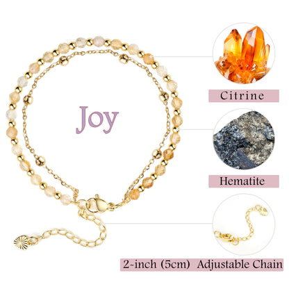 Farfume Citrine Crystal Bracelet Beaded Bracelets for Women 4mm Natural Stone Beads Gemstone Handmade Jewelry Valentine's Day Gifts