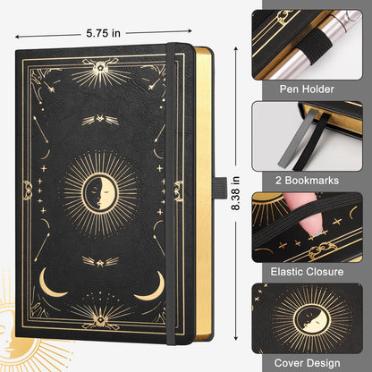 LOAPEM Blank Journal for Women Men, 192 Pages A5 Notebook Journal, Hardcover Notebook with 100Gsm Thick Pages, Leather Note Book for Writing, Travel, Business, Office, Prayer 5.7 x 8.3,Black