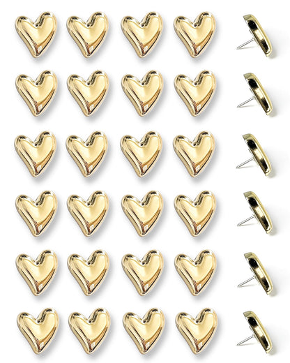 30 pcs - Heart Decorative Pins, Gold Cute Pins for Bulletin Board, Office or Home (30Pcs-Gold)