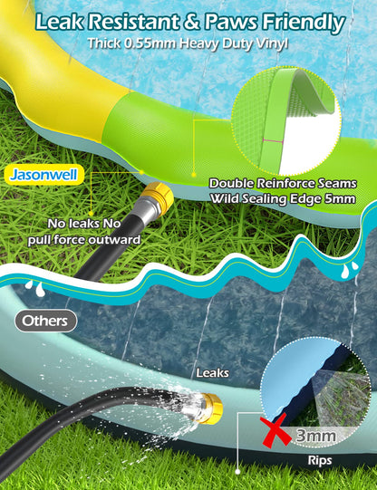 Jasonwell Splash Pad Sprinkler for Kids Splash Play Mat Outdoor Water Toys Inflatable Splash Pad Baby Toddler Pool Boys Girls Children Outside Backyard Dog Sprinkler Pool Age 1 2 3 4 5 6 7 8 9 XXL