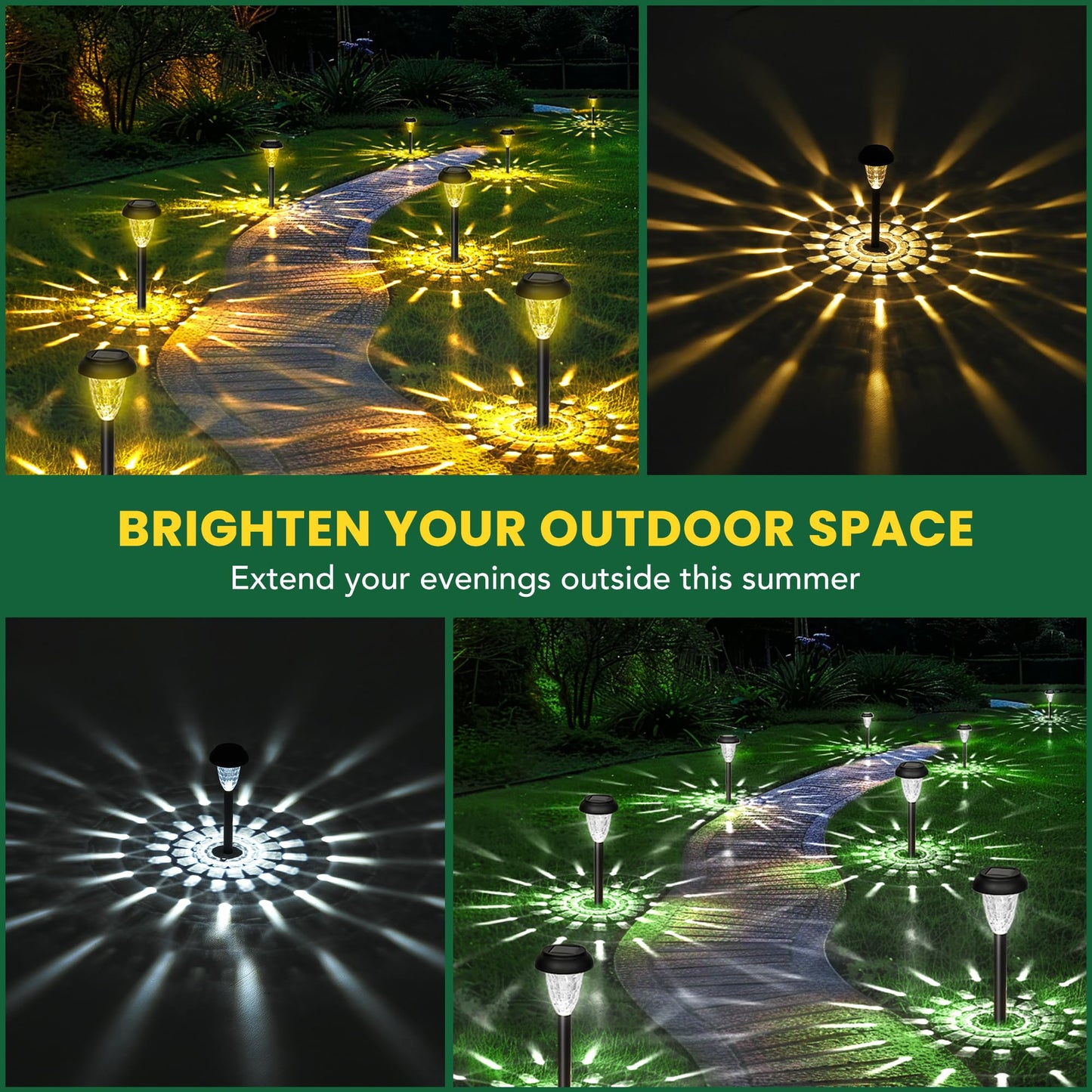 GIGALUMI 12 Pack Solar Lights Outdoor Waterproof, Cool White Pathway Lights Solar Powered, Landscape Lighting, Solar Garden Light for Decor, Patio, Garden, Yard, Pathways, Walkways