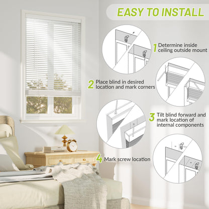 SZXIMU Window Blinds 30" W X 64" H, 1" Cordless Blinds for Indoor Windows, Room Darkening Mini Blind, Horizontal Blinds & Shades White for Home Bedroom Living Room Office Kitchen