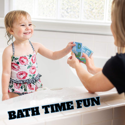 SplashEZ Bath Toys Flash Cards for Toddlers, 26 Alphabet Letters & Animal Words, Baby Bath Books, Waterproof - ABC for Preschool & Kindergarten, ABCs Toddler Toys - Letter Picture Recognition