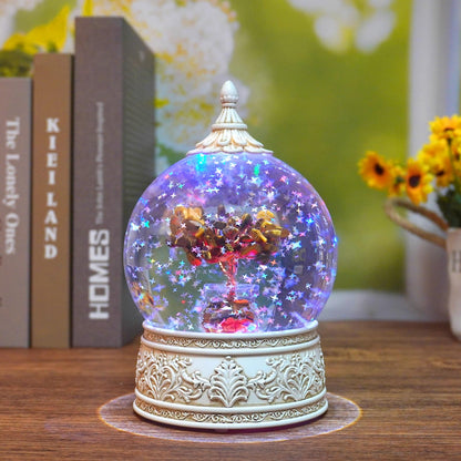 Tiger Eye Healing Crystal Tree Globe with Colorful Lights and Sparkling Glitter, Natural Gemstone Base, Spiritual Meditation, Positive Energy Good Luck, Home Decor, Birthday Gifts (Tiger Eye)