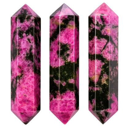 Amazing Gemstone Rhodonite Crystal Points Bulk Healing Crystals - Pack of 3 Double Terminated Healing Wand Point Bulk Crystals for Crafts,Crystal Grid,DIY Work - Premium Crystals for Beginners Gifts