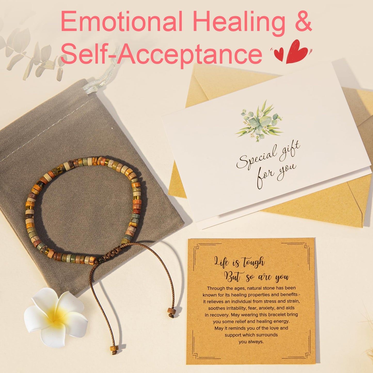 ZOKCC Inspirational Gifts Bracelets for Women: Christmas Day Gifts for Women Friends Sister Mom - Healing Natural Stone Beads Bracelets Thinking of you Get Well Soon Gift for Women