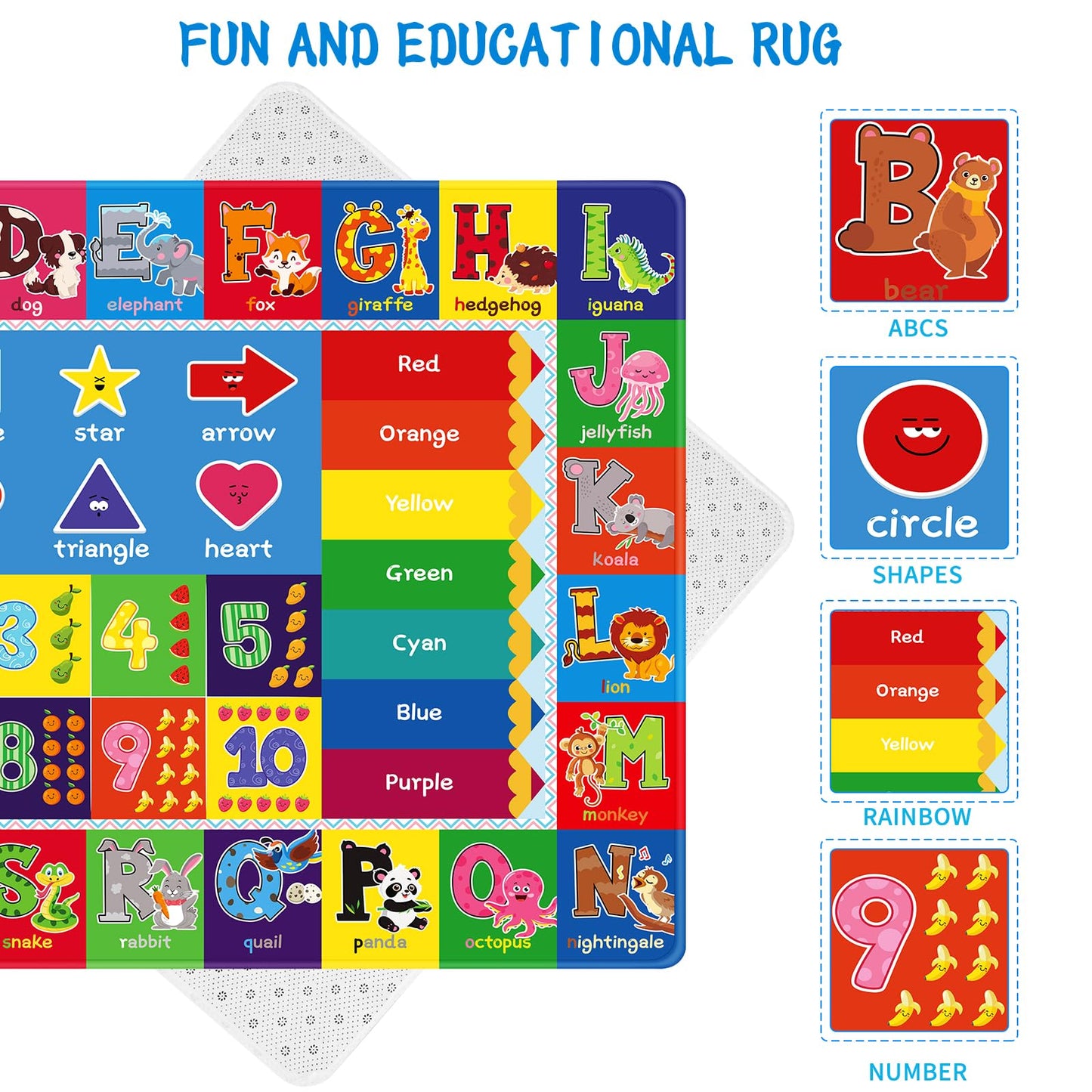 LTKOUGFAM Kids Rug for Playroom, 5'X7' ABC Educational Play Mat, Non-Slip Soft Rugs for Kids Room, Toddler Baby Nursery Floor Rug for Bedroom, Classroom, Alphabet Carpet for Boys Girls