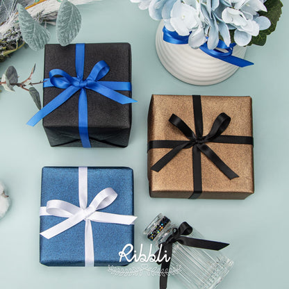 Ribbli Double Faced White Satin Ribbon,3/8” x Continuous 25 Yards,Fabric Ribbon use for Bows Bouquet,Gift Wrapping,Floral Arrangement