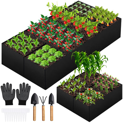 Fabric Raised Garden Bed, 6 x3 x1 FT Large Garden Grow Bags Rectangle Breathable Planting Containers with 4 Grids Reusable Heavy Pot Garden Tools for Vegetables Flowers Plants(128 Gallon Vol.)