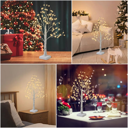 144 LED Artificial Lamp with Timer, DIY Birch Tree with Lights, USB/Battery Powered, Fairy Light Spirit Tree for Table Home Wedding Bedroom Christmas (Warm White)