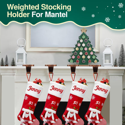 Loncaster Christmas Stocking Holders for Mantle, Set of 8 Heavy Duty Stocking Holder for Mantle, Xmas Weighted Hangers for Party Decor, Space-Saving Decoration for Fireplace Toppers (Bronze, 8 Pack)