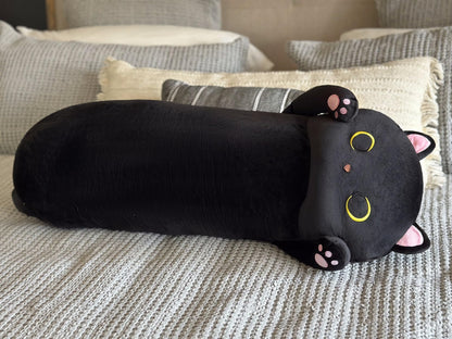 MaoGoLan Long Cat Body Pillow for Kids, 44'' Big Kitten Plush for Adults, Big Black Cat Stuffed Animal for Girl, Large Kitten Plush Throw Pillow for Mother's Day Birthday Gift, Baby Shower Party Decor
