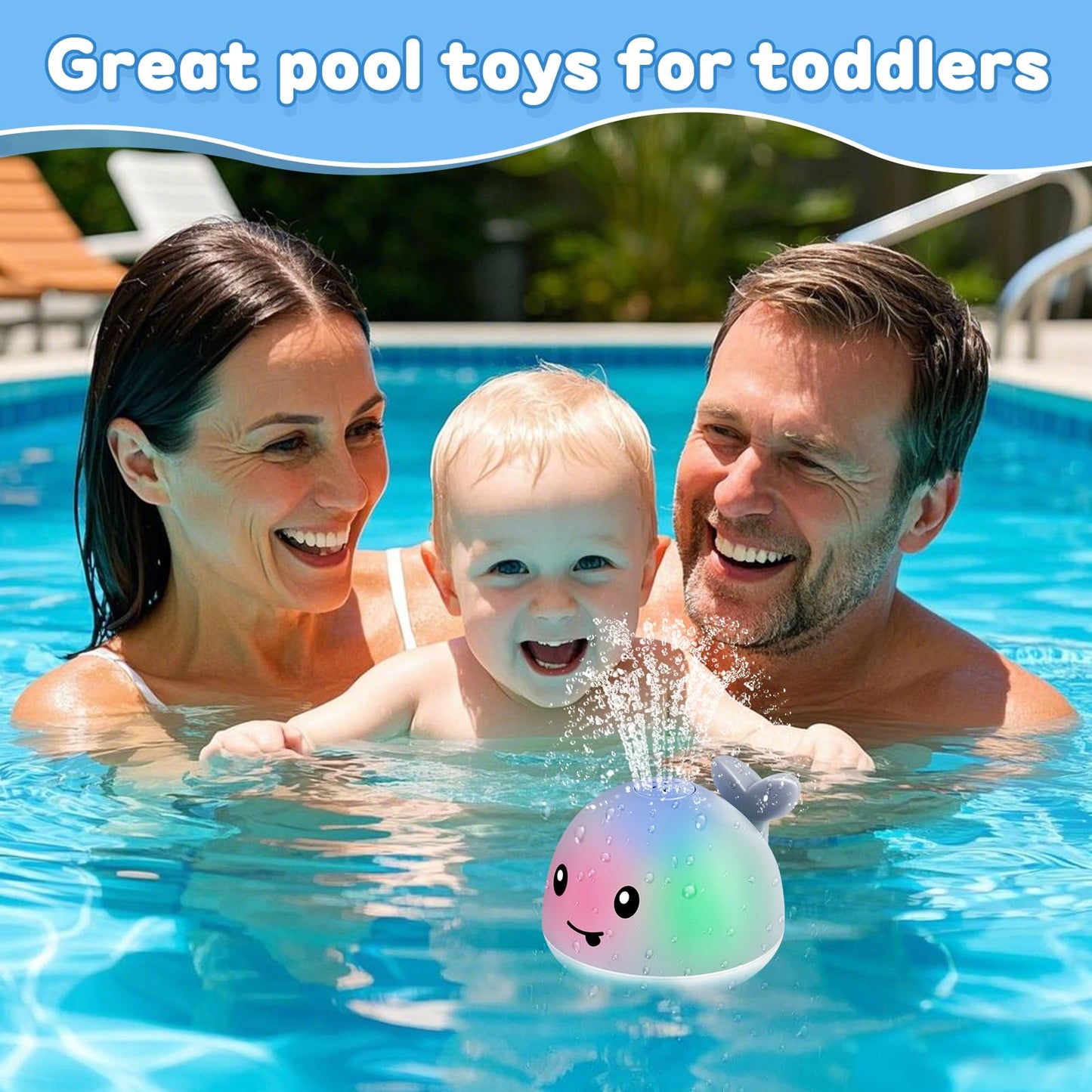ANGGIKO Baby Girl Bath Toys, Pool Water Table Toy for Babies 1 Year Old Girl Gift, Toddler Bath Toys for Kids Ages 1-3 Light Up Whale Bath Toy Sprinkler Summer Bathtub Fountain Baby Toy 6-12-18 Months