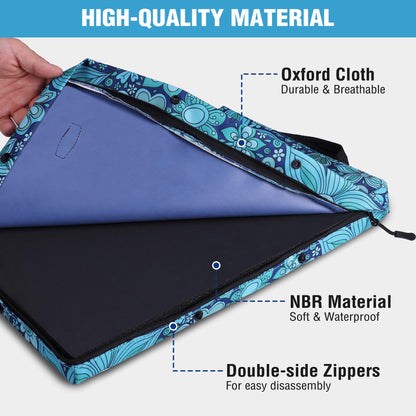 WORKPRO 17" Kneeling Pad with Removable Cover, Soft Pad Cushioning for Knee, Large Foam Kneeler Pad for Gardening, Daily Chores, Workout Supplies, Blue Floral Printing