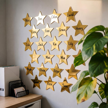Leinuosen 80 Pieces Stars Cutouts Glitter Double Printed Paper Cardboard Stars Decorations for Bulletin Board Classroom Wall Graduation Party Supply, 6 Inches(Gold)