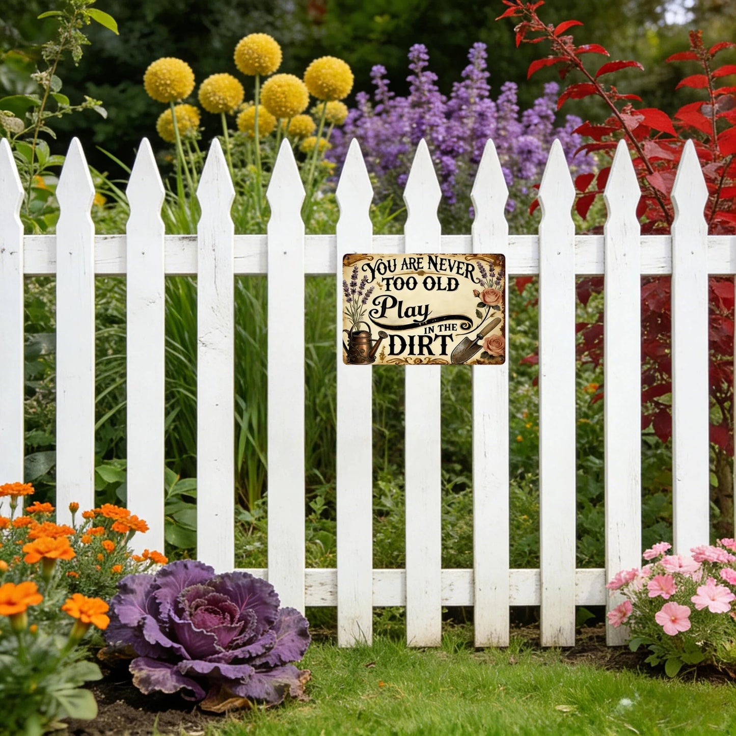 RMMNHLNC Garden Signs for Outside, Funny Metal Signs for Home Garden Patio Yard, Retro Gardening Gifts for Women, 2pc Wall Decor 12" x 8"