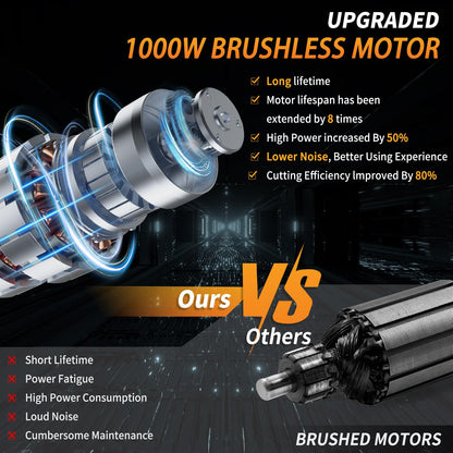 JEXUGK 12" Brushless Chainsaw, 21V Cordless Chainsaw with 2 x 4.0Ah Battery, Electric Motosierra De Gasolina with 2 x Chains & Guide Plate, Eléctrica Rechargeable Saw for Wood Cutting Trimming Branch