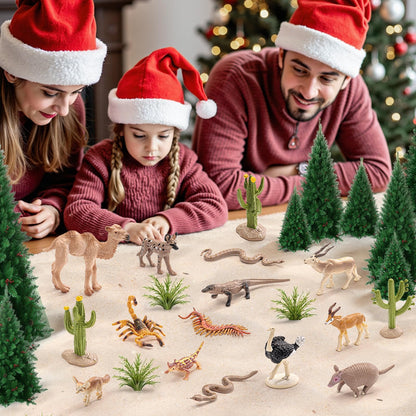 THINKBAY 16PCS Desert Animals Toys for Kids Includes Lizard, Cactus, Rattlesnake, Komodo Dragon Figurines, Desert Animals Figures for Diorama, Cake Toppers, Valentine's Day Gifts for Kids