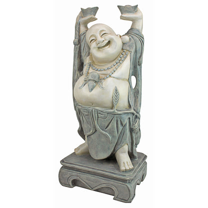 Design Toscano Jolly Hotei Laughing Man Asian Decor Indoor/Outdoor Garden Statue, 26 inches tall, Cast Stone Resin, Two Tone Stone Finish