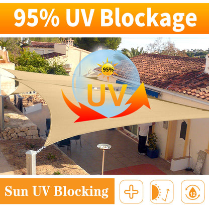 SHADESPEARE 16' x 20' Black Rectangle Sun Shade Sail Canopy Durable Fabric UV Block Awning, We Make Custom Sizes