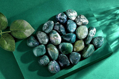 QINJIEJIE 0.9LBS Aquatic Agate Polished Stones Tumbled Crystals Bulk Gemstones Healing Crystal Rocks Set Decorative Landscape Quartz Bottom Decoration Reiki Natural Stone for Vase Meditation Gifts