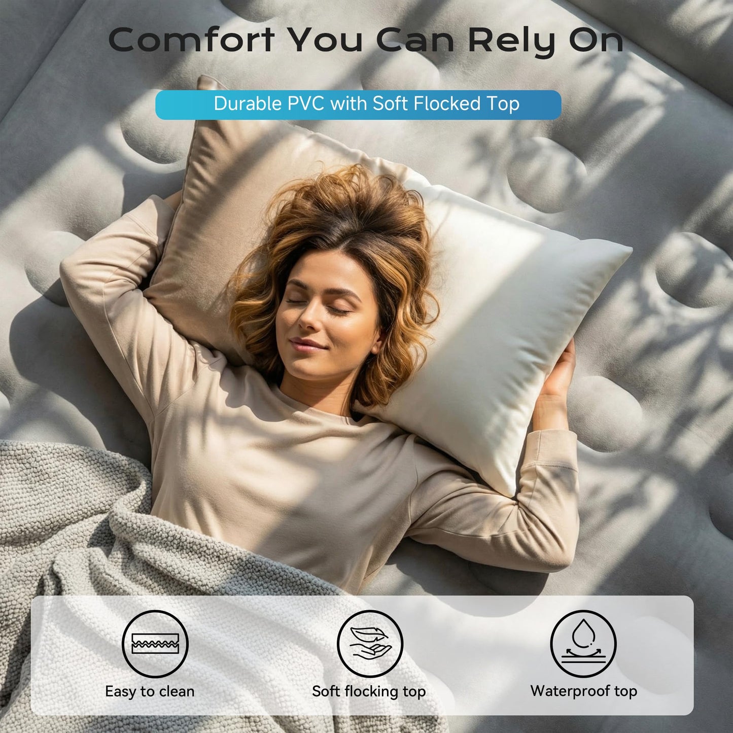 Sebor Air Mattress Twin with Built-in Pump 18", Comfortable Self-Inflating Blow up Mattress with High-Speed Pump, Durable Twin Size Air Mattress with Storage Bag for Guests, Moving, Camping, Travel