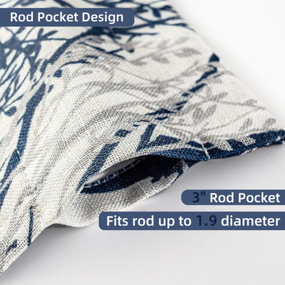 DriftAway Tree Branch Linen Lined Valance Double Layer Thermal Insulated Room Darkening Blackout Valances 3 Inch Rod Pocket Short Window Valance for Living Room Bathroom 52 Inch by 14 Inch Blue