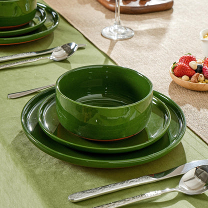 Shrynxal 26 OZ Cereal Bowl,6 Inch Ceramic Bowl Sets for 4,Suitable for Breakfast, Soups, Oatmeal, Ramen, Pho, Udon and Ssoba,Dishwasher & Microwave Safe, Handcrafted Bowls Sets,Elegant Green