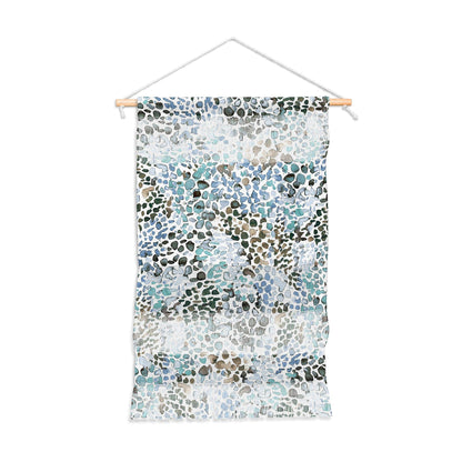 Deny Designs Blue Speckled Painting Watercolor Stains Ninola Designs Fiber Wall Hanging, Small Portrait (11” x 15.5