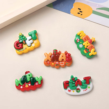 Christmas Resin Embellishments, 40 Pieces Assorted Styles Xmas Tree Santa Claus Snowman Gift Box Design Resin Flatbacks for DIY Crafting, Phone Case,Scrapbooking (Red)