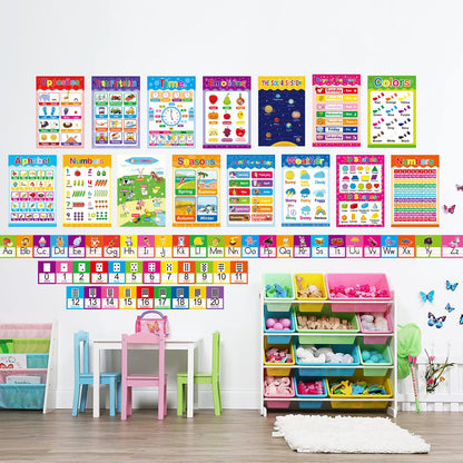OUNENO Alphabet Line Bulletin Board Set ABC Number 0-20 Wall Decorations for Pre-School Kindergarten Elementary Classroom Nursery Homeschool