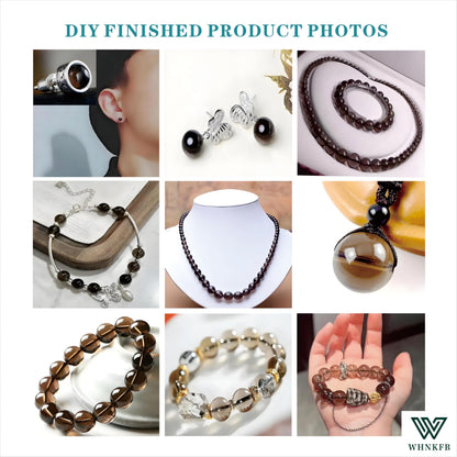WHNKFB 10mm 50PCS Natural Smoky Quartz Round Beads, High Clarity Loose Brown Crystal Beads for Jewelry Making Craft - 6mm 8mm 10mm Options with Free Elastic Cord