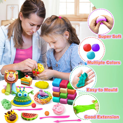 FAGNBED Air Dry Clay 76 Colors, Modeling Magic Clay Set with 5 Sculpting Tools, Gift for Ages 3-12 Boys and Girls