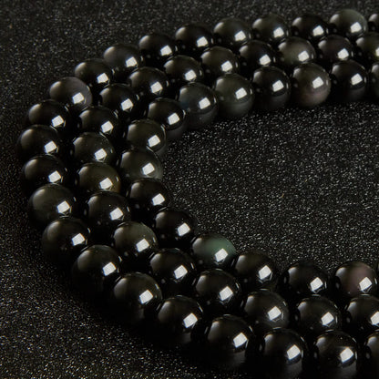 35pcs 10mm Natural Black Obsidian Beads Gemstone Beads Round Loose Beads for Jewelry Making