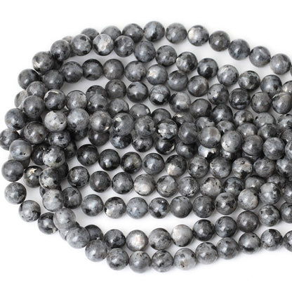 CHEAVIAN 35PCS 10mm Natural Black Labradorite Gemstone Round Loose Beads Crystal Energy Stone for DIY Jewelry Making 1 Strand 15"