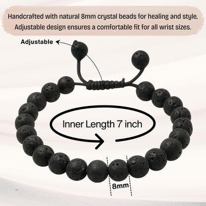 Amazing Gemstone Lava Stone Bracelet for Women Men's Gifts - Protection Healing Crystal Bracelet - 8mm Gemstones Beaded Adjustable Bracelet Pulseras Para Hombres Mujer Stocking Stuffers