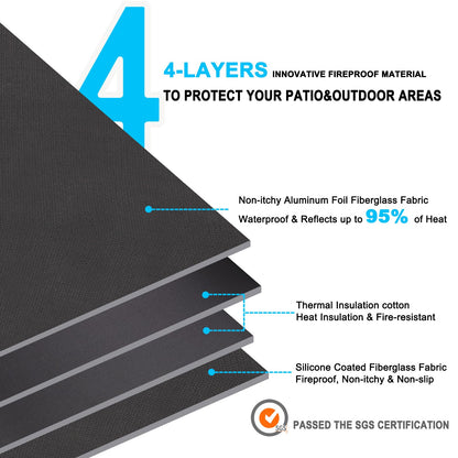 DocSafe 65 x 42 inches Under Grill Mat,Large 4 Layers Fire Pit Mat,Fireproof Mat Heat Insulated Protector for Deck,Patio,Grass,Smoker,BBQ,Reusable Oil-Proof and Waterproof Indoor Fireplace Pad,Black