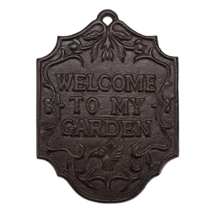 BRASSTAR Cast Iron WELCOME TO MY GARDEN Sign, Front Door Porch Decor Rustic Farmhouse Garden Entryway Wall Hanging Decor (Brown)