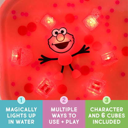 Glo Pals x Sesame Street Water-Activated Light-Up Cubes for Sensory Play (Elmo - Cubes with Character)