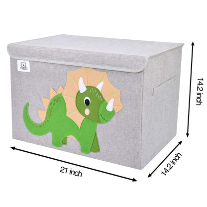 CLCROBD Foldable Large Kids Toy Chest with Flip-Top Lid, Collapsible Fabric Animal Toy Storage Organizer/Bin/Box/Basket/Trunk for Toddler, Children and Baby Nursery (Triceratops)