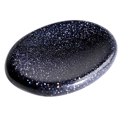 Anaya Agate Blue Goldstone Worry Stones Certified Crystal Thumb Worry Stone for Anguish, Relaxing and Soothing Balance Stones for Meditation, Stress Relief Crystals and Healing Stones for Men, Women