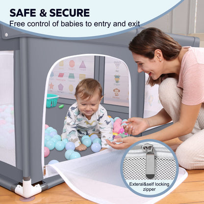 VOOVC Baby Playpen for Babies and Toddlers, 71x60 Inches Thickening Tube Baby Playards Kids Activity Center with Anti-Slip Suckers Tear-Resistant Mesh