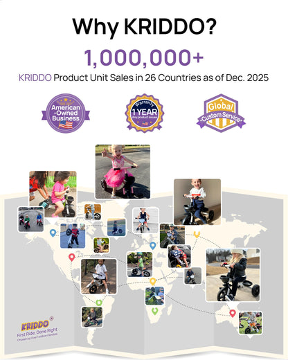 KRIDDO Tricycle for 2-5 Year Olds - Pink Toddler Trike With Gift for 24 Month to 4 Year Old Girls