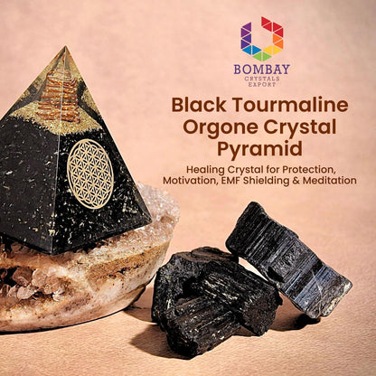 Orgone Black Tourmaline Pyramid – Healing Crystal for Protection, Motivation, EMF Shielding & Meditation – Orgonite Pyramid for Chakra Balancing, Reiki, Spiritual Energy & Positive Vibrations