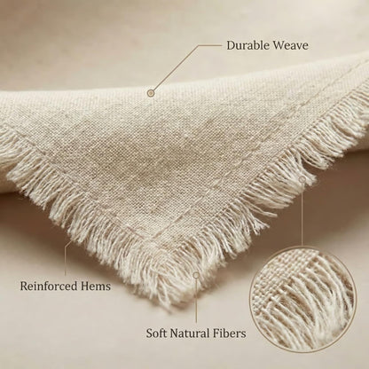 ACCENTHOME Natural Cotton Linen Napkin Set of 12 18x18 inch Dinner Napkins - Washable Soft Premium Hotel Quality Reusable Hemmed Edges Napkins Perfect Table Linens for Family Dinners, Weddings