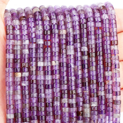 Natural Amethyst Heishi Spacer Beads Loose Semi Precious Flat Round Gemstone Disc Shape Stone for Beading Jewelry Making 4x2mm 15.5"